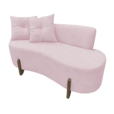 Imagem de Namoradeira Sofá Feijão Luna Orgânica Couro Rosa Bebê - Mazzero Decor