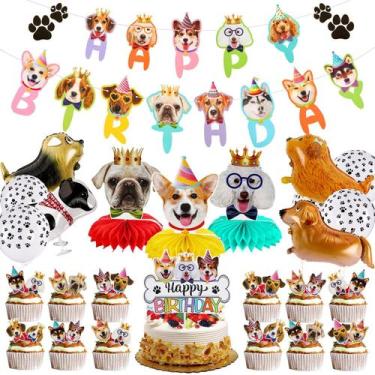 Imagem de Decorações de aniversário para cães DECYOOL 39 unidades de suprimentos