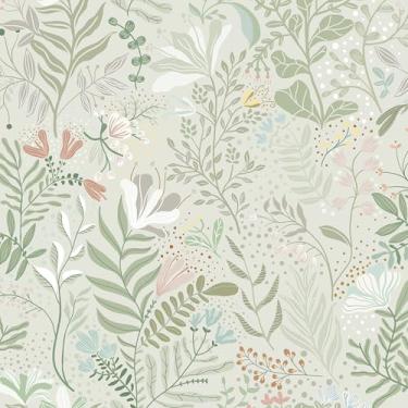 Imagem de Safiyya Papel de parede floral Peel and Stick Boho Contact Paper 43.9 cm x 500.4 cm Papel de parede removível autoadesivo impermeável para banheiro e quarto, papel de parede moderno botânico bege