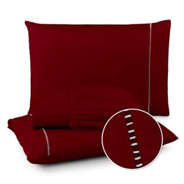 Imagem de Conjunto De Roupa De Cama 400 Linhas Simples Duplo Queen King(Marsala,Casal)