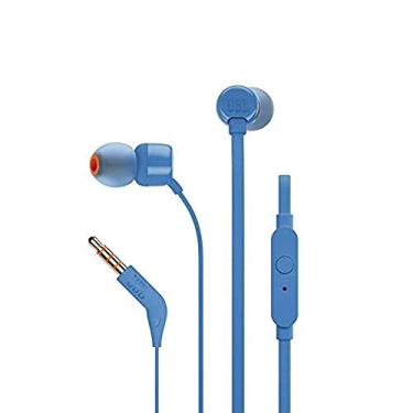 Imagem de JBL Fone de ouvido Tune 110 com fio com microfone (azul) fones de ouvido Airpods fones de ouvido