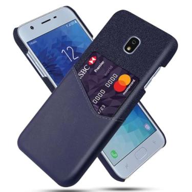 Imagem de Capa para Samsung Galaxy J7 PRO 2017,Tela e tampa de couro PU,Anti-deslizante,Resistência à impressão digital,Caso de proteção de 360°com 1 slot de cartão atrás-Blue