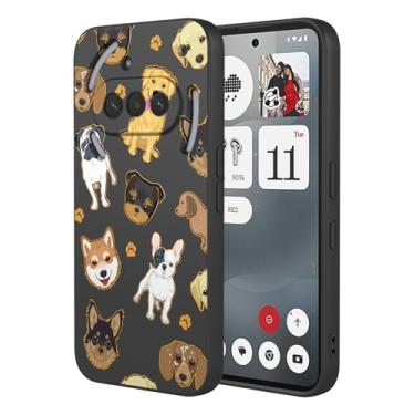 Imagem de HTXWXJC Capa para Nothing Phone 3a, Capa A059 à prova de choque flexível TPU macio capas padrão cão capa para telefone 3a preto cachorro