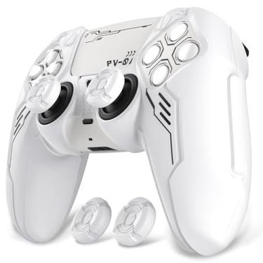Imagem de PlayVital Capa de silicone Mecha Edition compatível com controle ps5 com 2 tampas de joystick e 6 adesivos, acessórios protetores antiderrapantes à prova de choque, serve para estação de carregamento