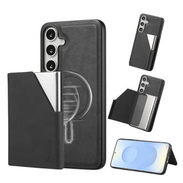 Imagem de JIAONASHIJIA Compatível com capa para Samsung Galaxy A56 - carteira magnética de couro - bloqueio RFID - 2 em 1 suporte de cartão de crédito destacável - capa à prova de choque - compartimentos para