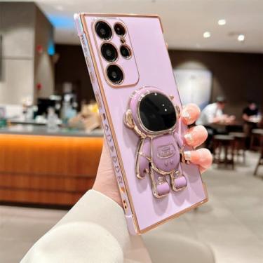 Imagem de Capa de telefone astronauta para Samsung Galaxy S23 FE S24 S22 Ultra Plus A55 A35 A25 A15 A14 A34 A54 Love Heart Suporte dobrável de silicone, roxo, para Samsung Galaxy A13 5G