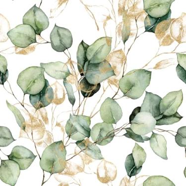 Imagem de Livelynine Papel de parede em ouro verde de 43 x 700 cm Boho verde eucalipto verde com aquarela dourada papel de parede botânico para banheiro quarto locatário amigável eucalipto professor papel de
