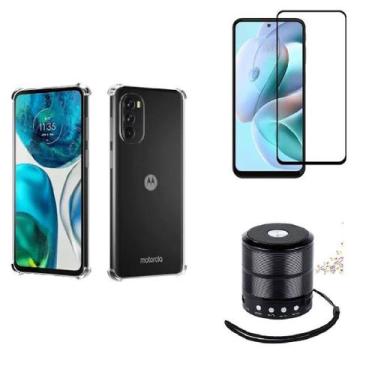 Imagem de Kit Mini Som Bluetooth Moto G82 + Capa Anti Impacto + Película Vidro 3