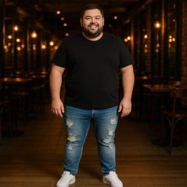 Imagem de CALÇA JEANS Masculina RASGADA Plus Size Grande Tamanho 44 46 48 Reforç