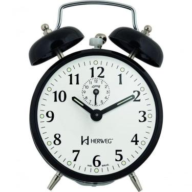Imagem de Relógio Despertador Antigo Mecânico De Metal A Cordas Preto Herweg 220034 Único