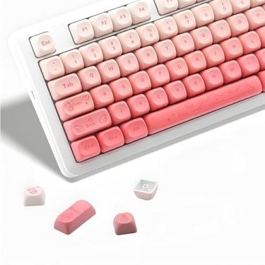 Imagem de PBT Keycaps, Bowknot Theme Pink Keycaps 60 65 75 100 Percent, 5 Side Dye-Sublimation Key caps Custom 134 Keys, MOA Profile for Cherry Gateron MX Mechanical Keyboard