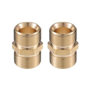 Imagem de VekAuto Conector de lavadora de pressão, adaptador macho M22x1,5 de 14 mm, conector de mangueira de parafuso de latão universal para lavadora de pressão, latão tom cobre, acessórios automotivos