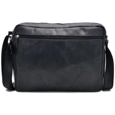 Imagem de Bolsa Pasta Carteiro Transversal Masculina em Couro - John Fly, Preto