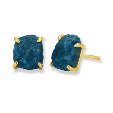 Imagem de Brinco Tarraxa Apatita - Cristal Natural, Banho Ouro 18k