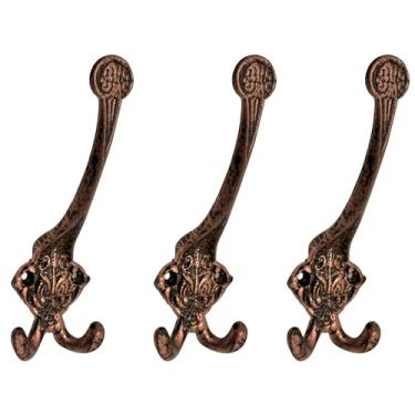 Imagem de AYZCORP Conjunto de 3 ganchos de ferro fundido com design vintage para decoração de arte de parede - cabides e porta-chaves com design vintage - cabide de roupas e mochila - ganchos de casaco para
