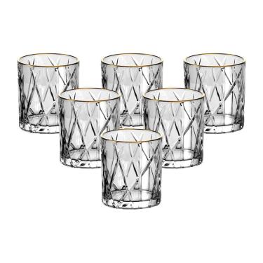 Imagem de Jogo de Copos Baixos L’Hermitage Forest com Borda Dourada 310ml - 6 Peças