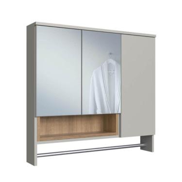 Imagem de Armário Espelheira Olívia Mel Arenas 3 Porta Nicho Toalheiro de Banheiro