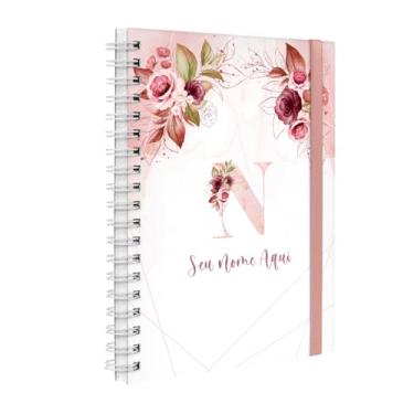 Imagem de Agenda Planner Semanal Plus 2026 Personalizada Monograma Floral Letra N (Branco E Rosa)