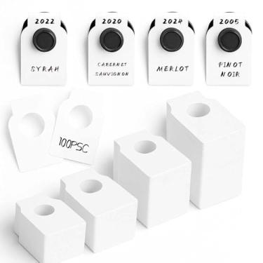 Imagem de Etiquetas de garrafa de vinho – Etiquetas de papel penduradas na adega para pescoço de garrafa, etiquetas de presente de dupla face para prateleiras de vinho, champanhe e organização de cerveja
