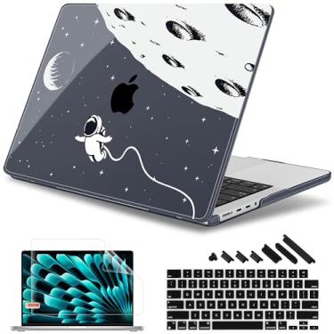 Imagem de May Chen Compatível com Macbook Pro 14 Polegadas Case 2023 2022 2021 Release M3 A2918 A2992 M2 A2779 M1 A2442 Pro/Max, Capa Rígida de Plástico com Capa de Teclado e Protetor de Tela, Voo de Astronauta