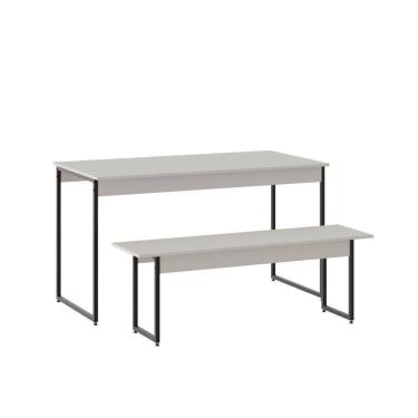 Imagem de Mesa De Jantar Com 1 Banco Estilo Industrial Tub Branco Chess /