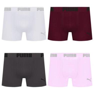 Imagem de Kit 4 Cuecas Puma Boxer Sem Costura Masculina, Rosa, Branco, G
