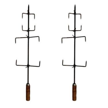 Imagem de 2 Espeto Churrasqueira 72cm 4 Garra Costela Chão Costelão - INOX LAURI