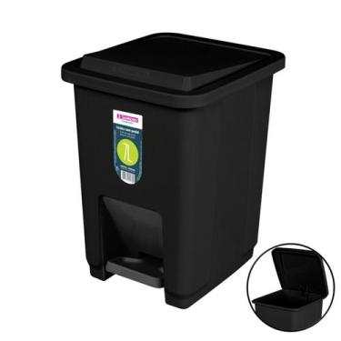 Imagem de Lixeira Plástica 7 Litros Com Pedal Cesto De Lixo Preto Banheiro Cozin