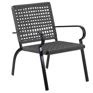 Imagem de Poltrona Corda Náutica Porto Rico Alumínio Varanda Edícula Prata