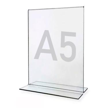 Imagem de Display Expositor T A5 15x21cm Acrílico Ps Cristal Balcão