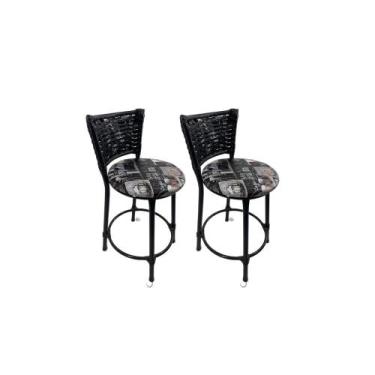 Imagem de Kit 2 banqueta baixa junco cozinha gourmet americana bistrô - FortMix,