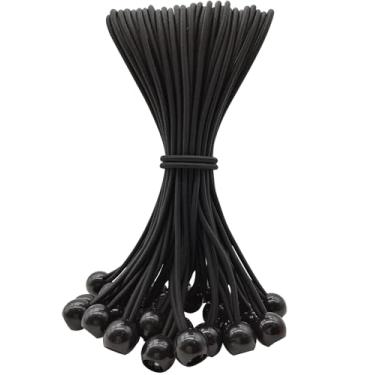Imagem de WMZOBH Cordões elásticos de 25 cm - 25 peças de cordas elásticas pequenas com bolas, mini bolas elásticas resistentes ao ar livre para lona, dossel, acampamento, postes de barraca (preto)