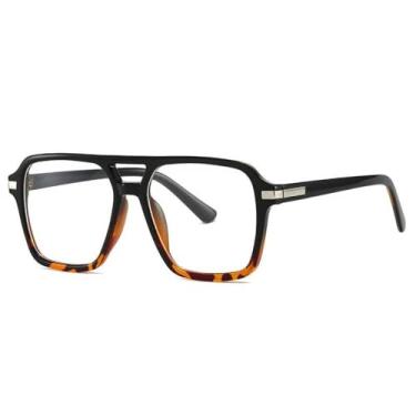 Imagem de Armação de óculos retrô masculina e feminina, anti-luz azul, lente transparente, óculos clássicos e versáteis, bico de falcão preto, C