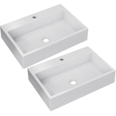 Imagem de Kit 02 Cubas De Apoio Retangular Para Banheiro Lavabo Florenza C01 Rt55w Branco - Lyam