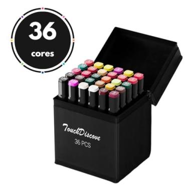 Imagem de Kit 36 Canetas Marcadores Canetinhas com Ponta Dupla Cores Vibrantes Escolar Desenho Colorir