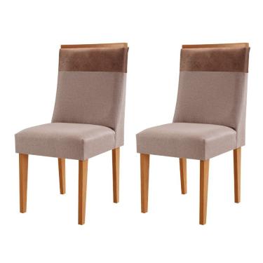 Imagem de Conjunto Com 2 Cadeiras Mdf Andes Para Sala D/jantar Moderna Linho Capuccino / Tork / N...
