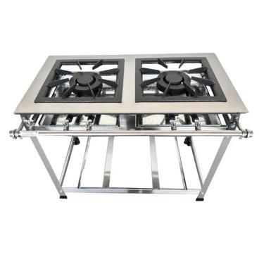 Imagem de Fogão Industrial 2 Bocas Duplas 30x30 P5 em Aço Inox Leona