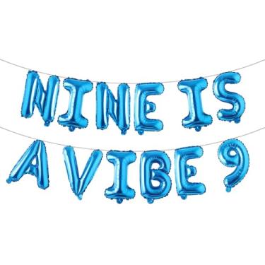 Imagem de Nine Is A Vibe Birthday Decorations Groovy 9th Birthday Party Supplies Nine Balloon Hippie Banner Decor Retro Decor for Nine Years Old Girl (NINE IS A VIBE 9 Blue)