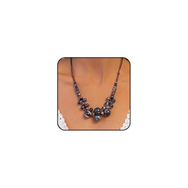 Imagem de Colar de contas de cerâmica boho colorido para mulheres, hippie, vintage, geométrico, miçangas, gargantilha, colar boêmio, grosso, joias de Natal, presentes, Large, Metal, Sem Pedra Preciosa