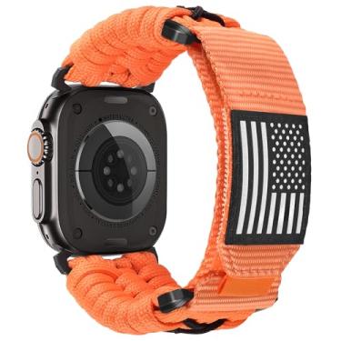 Imagem de CAGOS Pulseira masculina de nylon resistente para Apple Watch Ultra 2/Ultra, séries 10 9, 8, 7, 6, 5, 4, 3, 2 e 1 SE de 49 mm, 46 mm, 44 mm, 42 mm, compatível com iWatch Ultra 2/Ultra, séries 10 9, 8