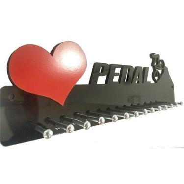 Imagem de Porta Medalha Bike Amo Pedal Fem Para Até 50 Medalhas - QUADRO DE MEDA