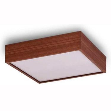 Imagem de Luminária Plafon Quadrado 40x40cm em Madeira Imbuia - FOXLustres