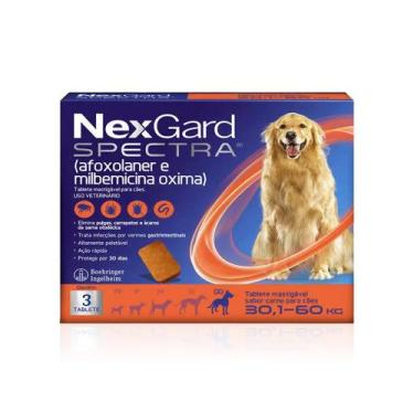 Imagem de NexGard Spectra Antipulgas e Vermífugo Cães 30,1 kg a 60 kg GG - 3 Tab