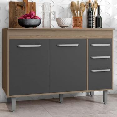 Imagem de Balcão Sem Tampo 1,20 Barcelona Carvalho/graffite - Poliman