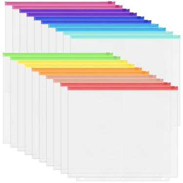 Imagem de Antner 20 peças de bolsos para fichário tamanho carta para fichário de 3 anéis, 10 bolsas com zíper de cores sortidas, à prova d'água, organizador de documentos, pastas de arquivo, 3 furos, folhas