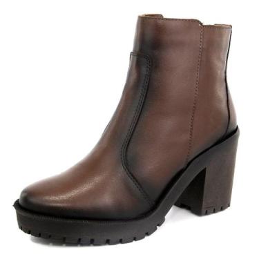 Imagem de Bota em Couro Feminina Coturno Salto Médio Arietto, 36