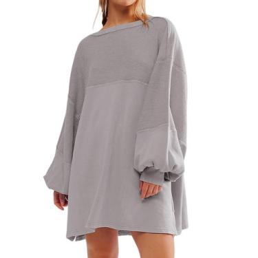 Imagem de Vestido de moletom feminino DURUNUL de tamanho grande, manga comprida,