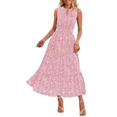 Imagem de Vestido feminino PRETTYGARDEN com cordão e decote em V, rosa maxi, XXL