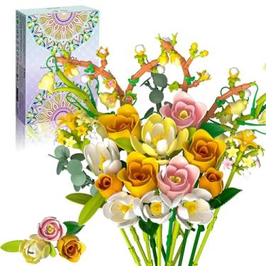 Imagem de LQELAE Rose & Tulip Flower Bouquet Building Set: Botanical Collection Compatible with Lego Flowers for Adults Women Christmas Mother's Day Valentine's Gifts Artificial Floral Kit Home Decor (750 PCS)