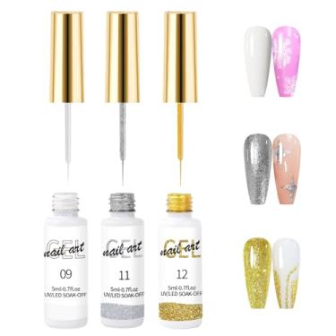 Imagem de SULLMAR Esmalte profissional em gel para delineador de unhas de secagem rápida, adesivo de pintura de cor brilhante e duradouro adequado para unhas naturais, pontas de unhas falsas para casa DIY